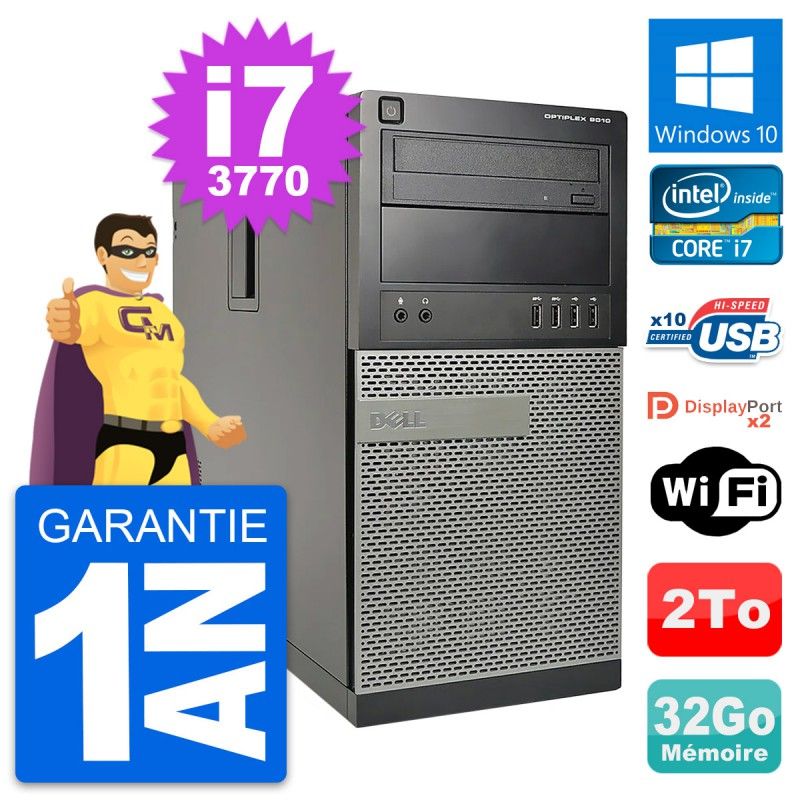 PC de escritorio Dell OptiPlex 9010 - Procesador Intel i7-3770, 32GB de RAM, 2TB HDD, Windows 10, WiFi