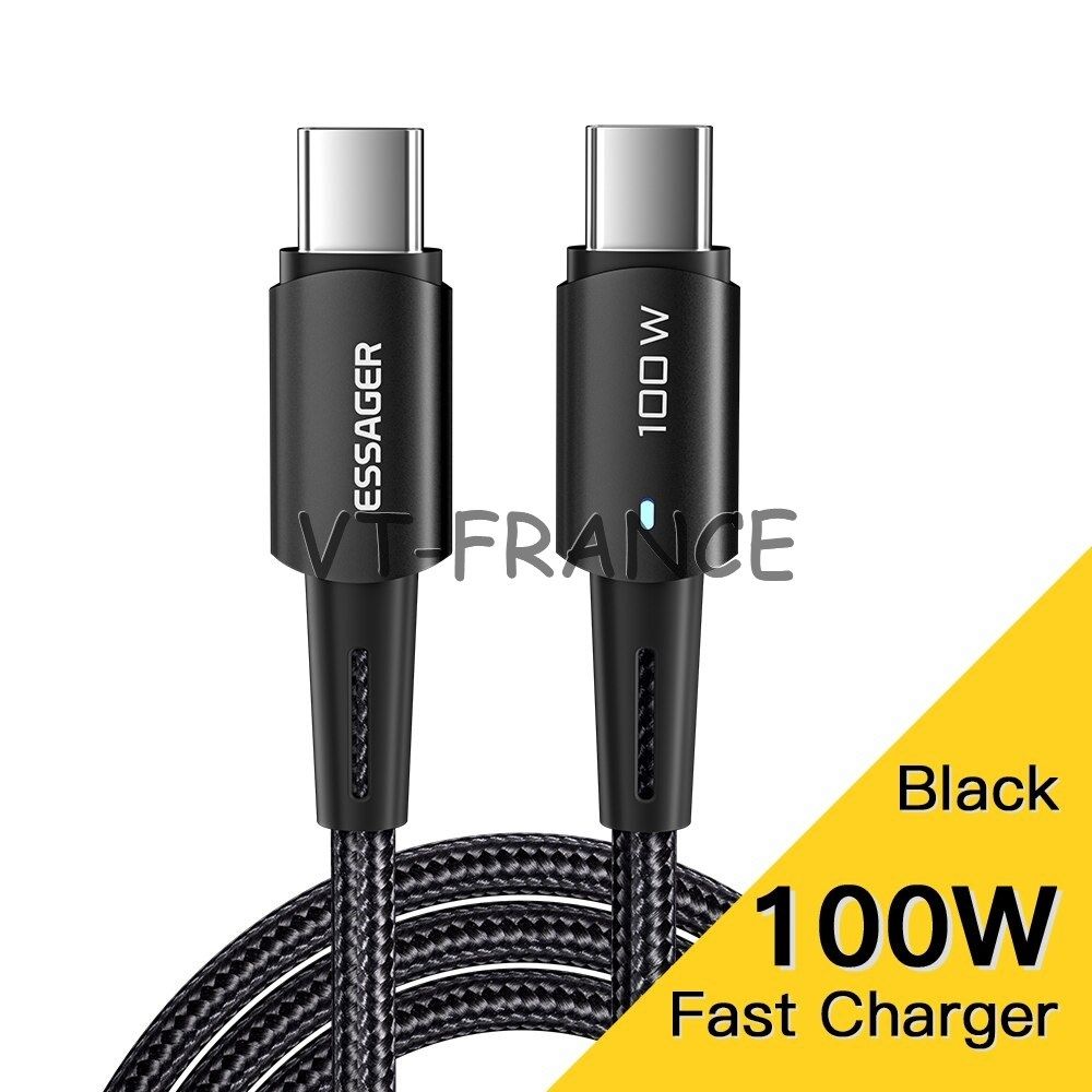 USB Type-C to Type-C 100W Fast Charge Cable, Black, 3m