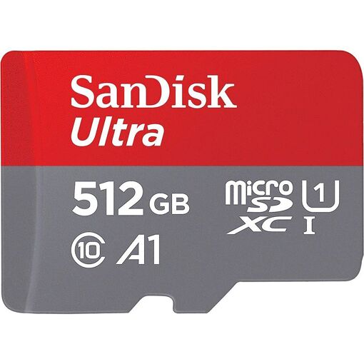 SanDisk microSDHC Ultra 512GB Card + Adapter - Class 10, U1, A1 Certified