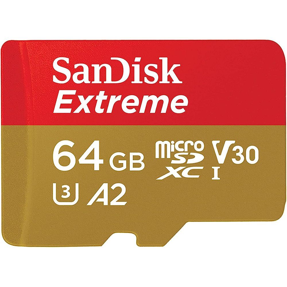 Carte mémoire SanDisk Extreme 64 Go + adaptateur SD - Classe 10, U3, V30