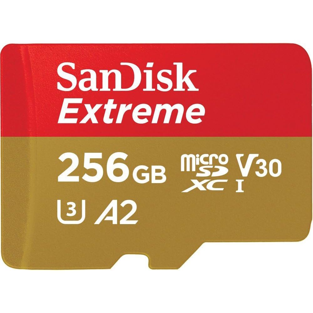 SanDisk Extreme 256GB MicroSDXC Card + SD Adapter - Class 10, U3, V30