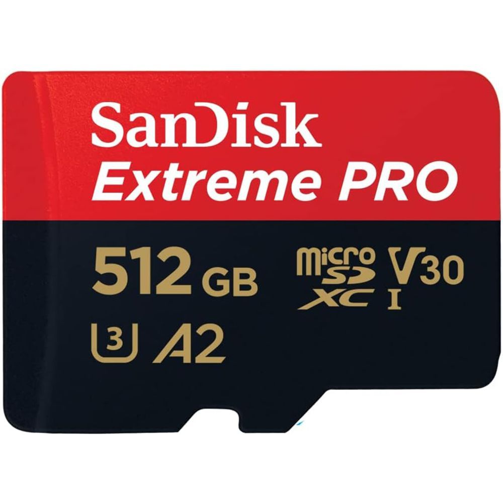 SanDisk 512GB Extreme Pro MicroSDXC Card + SD Adapter (Class 10, U3, V30)