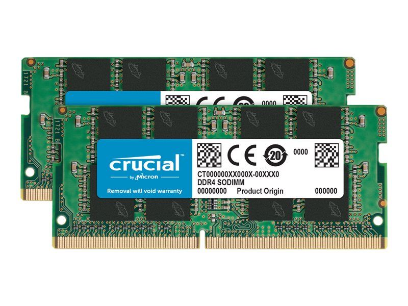 Micron Technology DDR4 32GB Kit (2x16GB) SO DIMM 260-Pin, 3200MHz/PC4-25600, CL22, 1.2V, Unbuffered, Non-ECC
