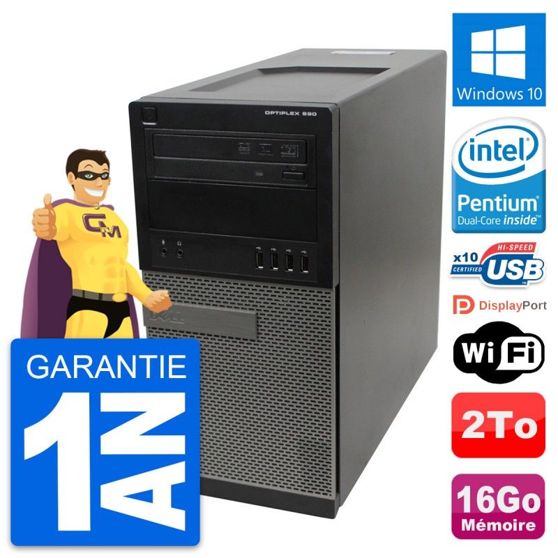 Dell OptiPlex 990 Desktop PC - Intel G630, 16GB RAM, 2TB HDD, Windows 10, WiFi