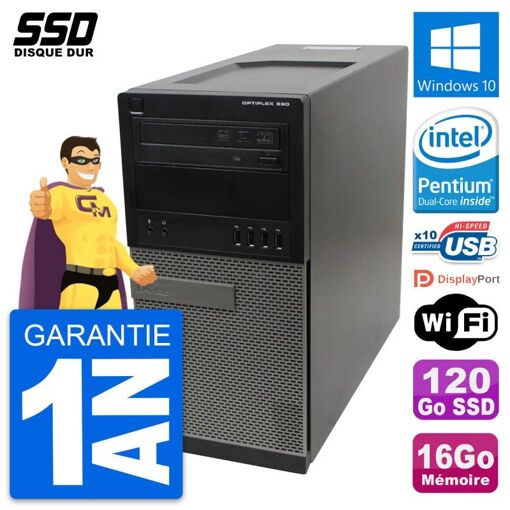 PC de escritorio Dell OptiPlex 990 - Procesador Intel Pentium G630, 16 GB de RAM, 120 GB SSD, Windows 10, WiFi