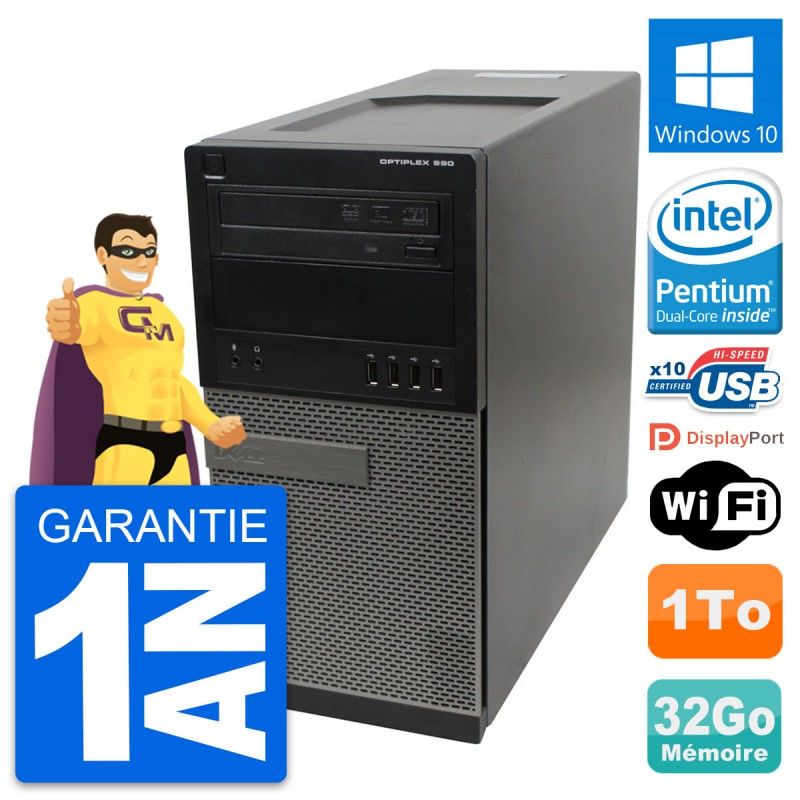 PC de escritorio Dell OptiPlex 990 - Procesador Intel G630, 32GB de RAM, 1TB HDD, Windows 10, WiFi