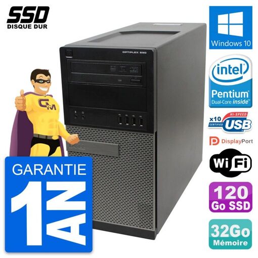 PC de escritorio Dell OptiPlex 990 - Procesador Intel Pentium G630, 32GB de RAM, 120GB SSD, Windows 10, WiFi