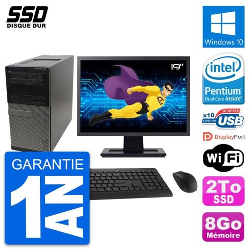 Computadora de escritorio Dell OptiPlex 990, pantalla de 19', procesador Intel G630, 8GB RAM, SSD de 2TB, Windows 10, WiFi