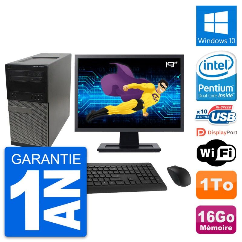 Dell OptiPlex 990 Desktop PC - 19" Screen, Intel G630, 16GB RAM, 1TB HDD, Windows 10, WiFi