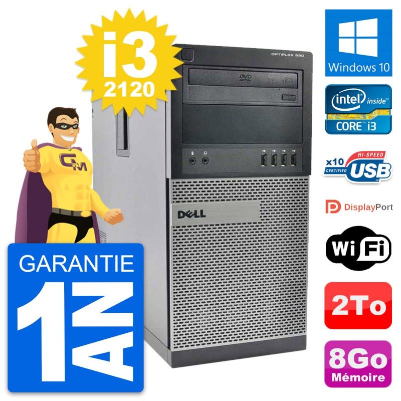 Dell OptiPlex 990 Desktop PC - Intel Core i3-2120, 8GB RAM, 2TB HDD, Windows 10