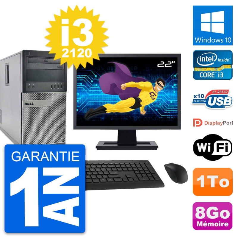 Dell OptiPlex 990 Desktop PC - 22" Screen, Intel i3-2120, 8GB RAM, 1TB HDD, Windows 10