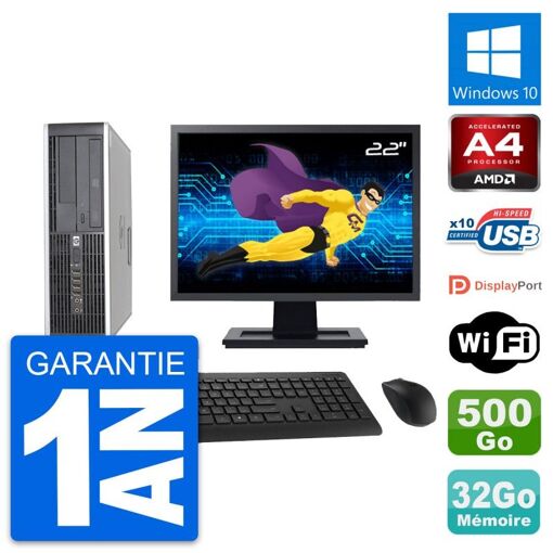 Computadora HP 6305 Pro SFF - Pantalla de 22', Procesador AMD A4-5300B, 32GB de RAM, 500GB de almacenamiento, Windows 10