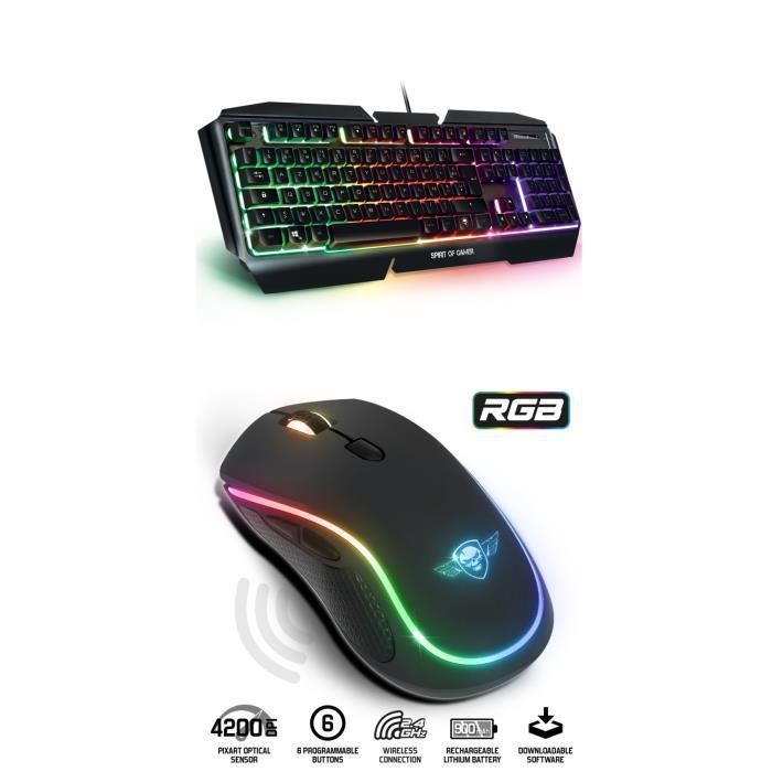 Spirit Of Gamer PROK5 M9 Wireless Gaming Mouse and Keyboard - 4200 DPI, RGB Lighting, Anti-Ghosting