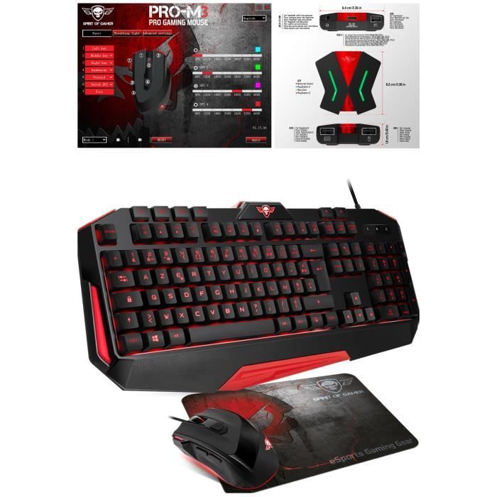 Kit Spirit Of Gamer PRO-MK3 con Ratón Óptico RGB + Teclado RGB + Alfombrilla RGB + Controlador CrossGame 2 para Nintendo Switch / PS4 / Xbox One