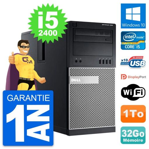 PC de escritorio Dell OptiPlex 990 - Intel i5-2400, 32GB de RAM, disco duro de 1TB, Windows 10, WiFi