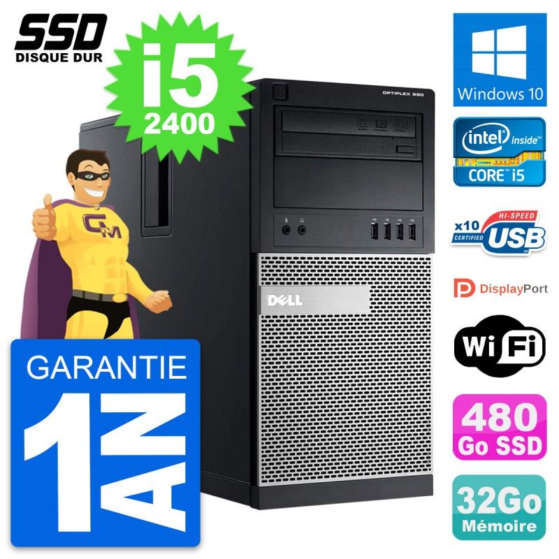 PC de escritorio Dell OptiPlex 990 - Procesador Intel Core i5, 32GB de RAM, 480GB SSD, Windows 10, WiFi