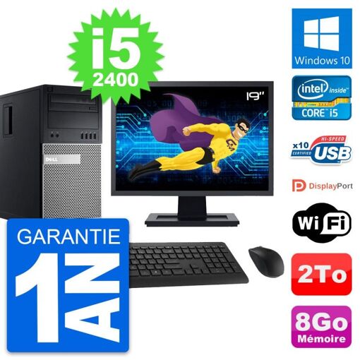 Computadora de escritorio Dell OptiPlex 990, pantalla de 19', procesador Intel i5-2400, 8GB de RAM, disco duro de 2TB, Windows 10, WiFi