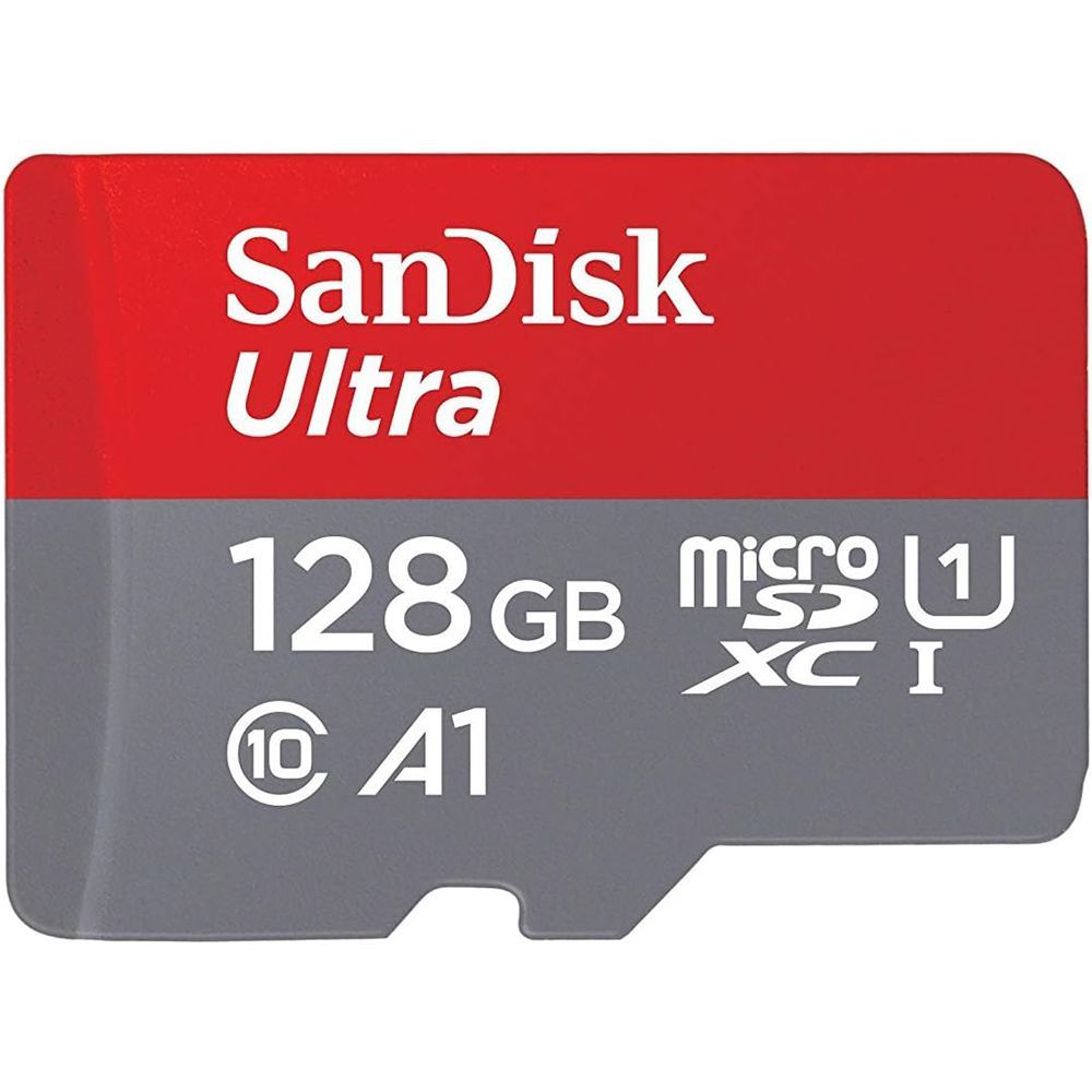 SanDisk MicroSD Card 128GB + Adapter - Class 10, U1, A1 Rated