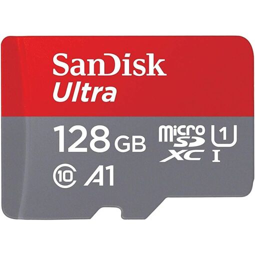 SanDisk MicroSD Card 128GB + Adapter - Class 10, U1, A1 Rated