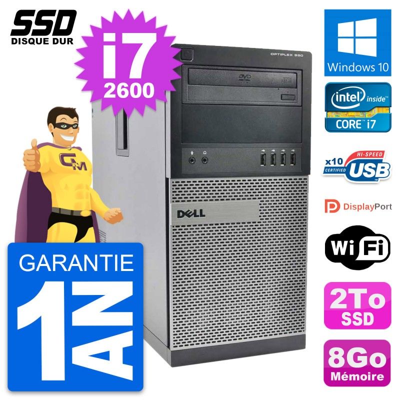 Dell OptiPlex 990 Desktop PC - Intel Core i7, 8GB RAM, 2TB SSD, Windows 10, WiFi
