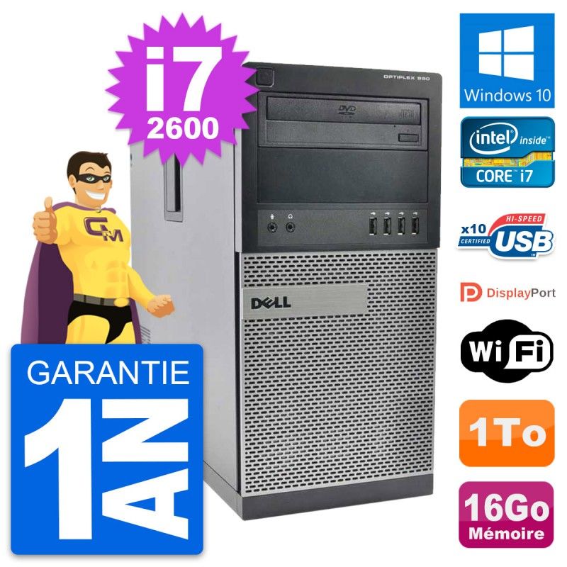 Dell OptiPlex 990 Desktop PC - Intel i7-2600, 16GB RAM, 1TB HDD, Windows 10, WiFi