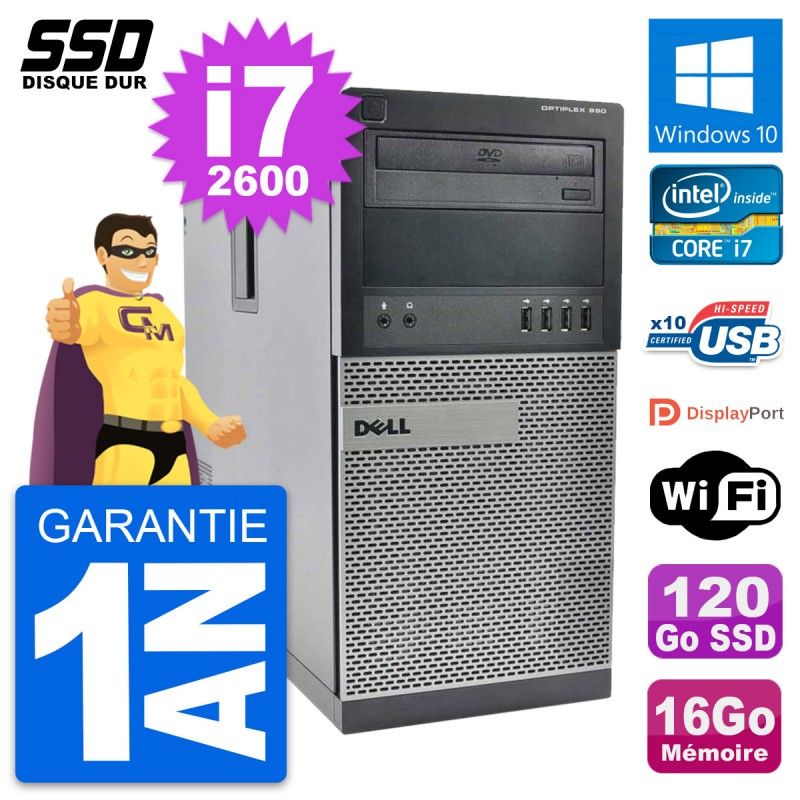 Dell OptiPlex 990 Desktop PC - Intel Core i7, 16GB RAM, 120GB SSD, Windows 10, WiFi