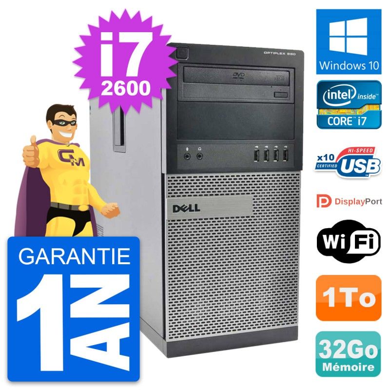 Dell OptiPlex 990 Desktop PC - Intel i7-2600, 32GB RAM, 1TB HDD, Windows 10, WiFi