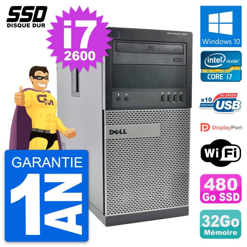 Dell OptiPlex 990 Desktop PC - Intel Core i7, 32GB RAM, 480GB SSD, Windows 10