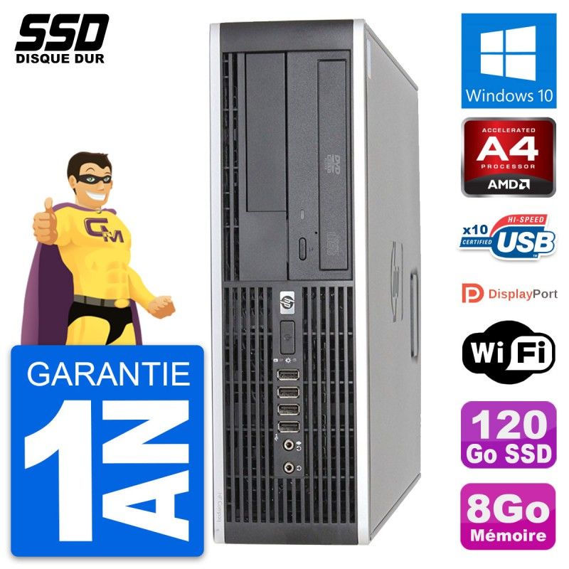 HP 6305 Pro SFF PC - AMD A4-5300B, 8GB RAM, 120GB SSD, Windows 10, Wifi