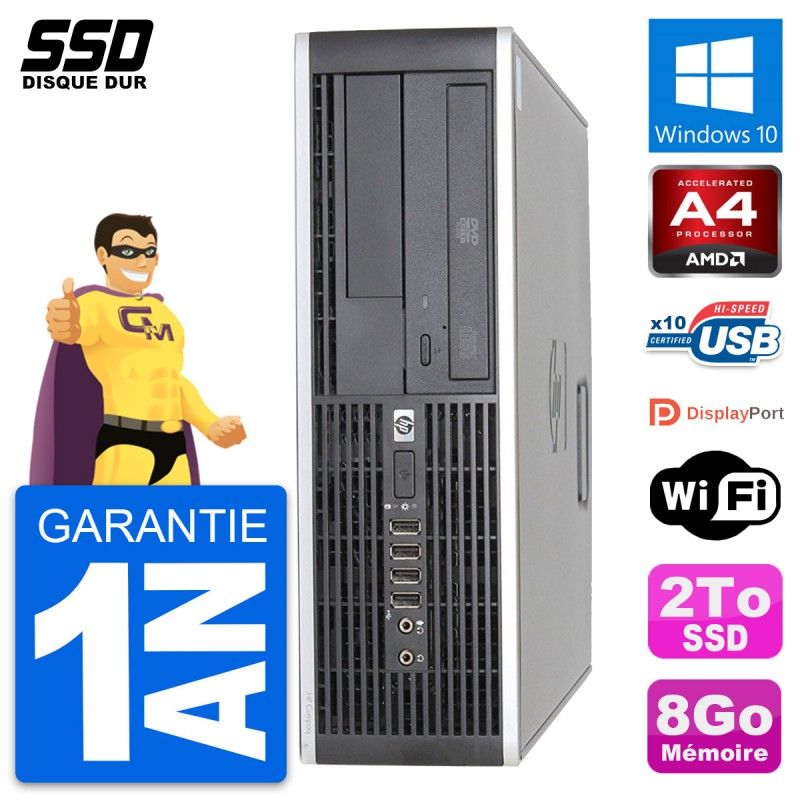 HP 6305 Pro SFF Desktop PC - AMD A4-5300B, 8GB RAM, 2TB SSD, Windows 10, WiFi