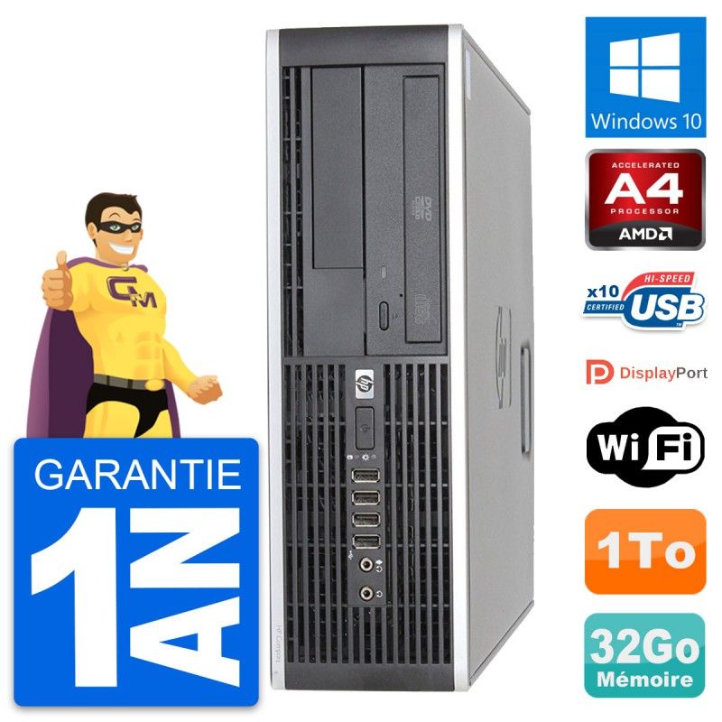 HP 6305 Pro SFF Desktop PC - AMD A4-5300B, 32GB RAM, 1TB HDD, Windows 10, WiFi