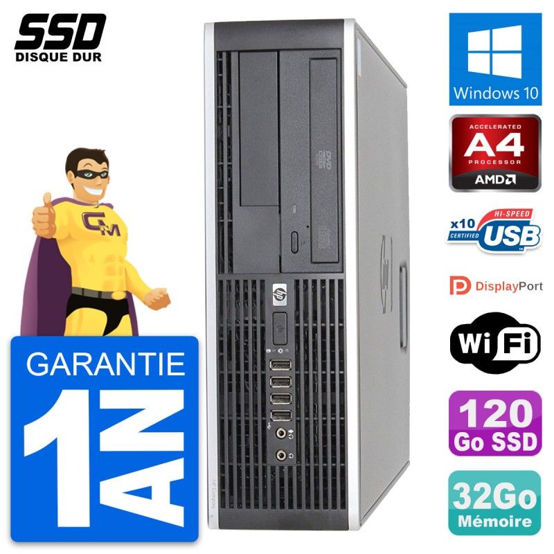 HP 6305 Pro SFF Desktop PC - AMD A4-5300B, 32GB RAM, 120GB SSD, Windows 10, Wi-Fi