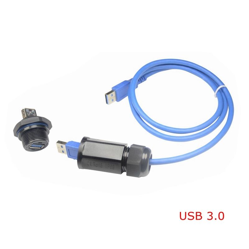 Nipseyteko Waterproof USB 2.0 Adapter, IP68 Seal, 0.5m - 3m Cables, USB 2.0 & 3.0 Male to Female Connectors
