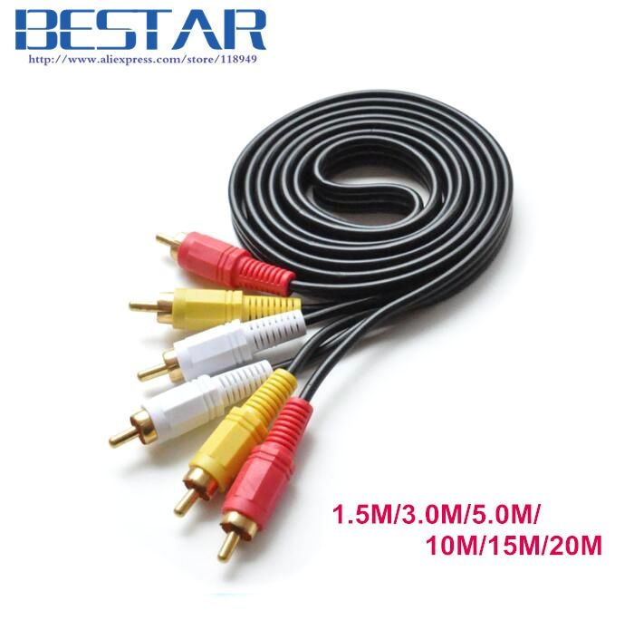 Nipseyteko Audio-Video Composite Cable, 3RCA Male to 3RCA, 1.5M - 20M