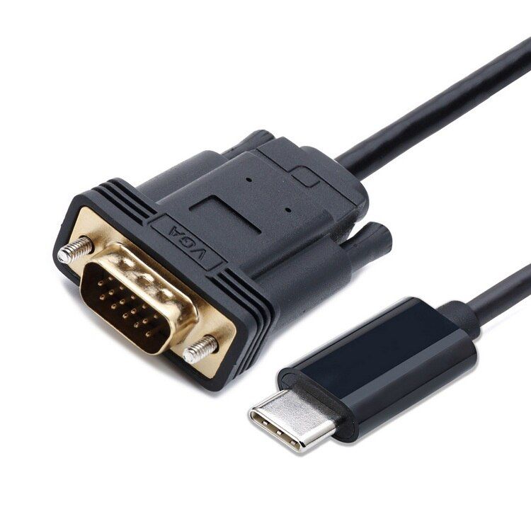 Nipseyteko HDTV Cable 180cm USB 3.1 to VGA Male 1080p, Type C, MacBook and XPS13 Adapter