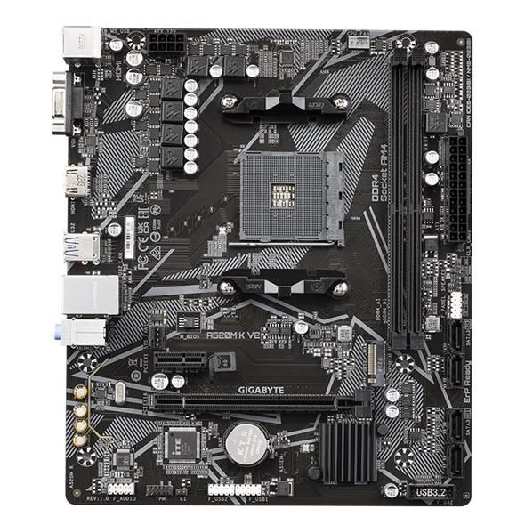 Gigabyte A520M K V2 - Tarjeta madre microATX con zócalo AM4, chipset AMD A520, USB 3.2 Gen 1, LAN Gigabit, gráficos integrados, audio HD (8 canales)