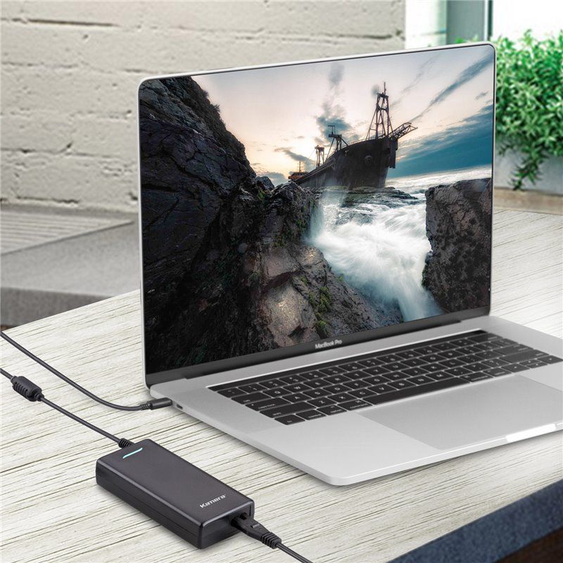 Lvsun Universal Thin Adapter 112W with 1 USB-C PD 3.0 and 1 USB-A QC 3.0 Port - Black