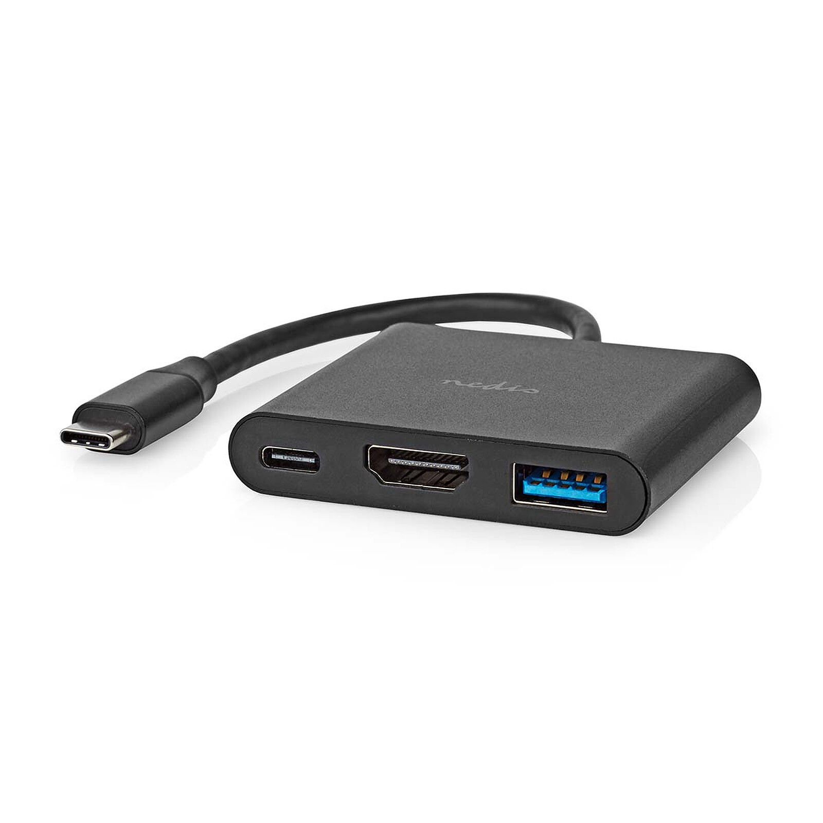 Adaptateur USB-C vers USB et HDMI Nedis - 10 cm - Noir