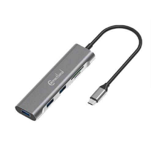 Adaptador USB-C a 3 puertos USB 3.0 + SD/TF (5 en 1) de Connectland