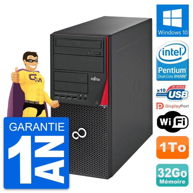 Ordinateur de bureau Fujitsu Esprimo P720 - Processeur Intel Core i3-4170, 32 Go de RAM, 1 To HDD, Windows 10, WiFi