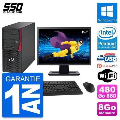 Fujitsu P720 19-Inch Desktop PC - Intel G3220, 8GB RAM, 480GB SSD, Windows 10