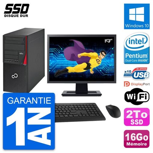 Fujitsu P720 19-inch PC Tower - Intel G3220, 16GB RAM, 2TB SSD, Windows 10, Wifi