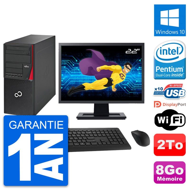 Fujitsu P720 22-Inch All-in-One PC - Intel G3220, 8GB RAM, 2TB HDD, Windows 10, WiFi