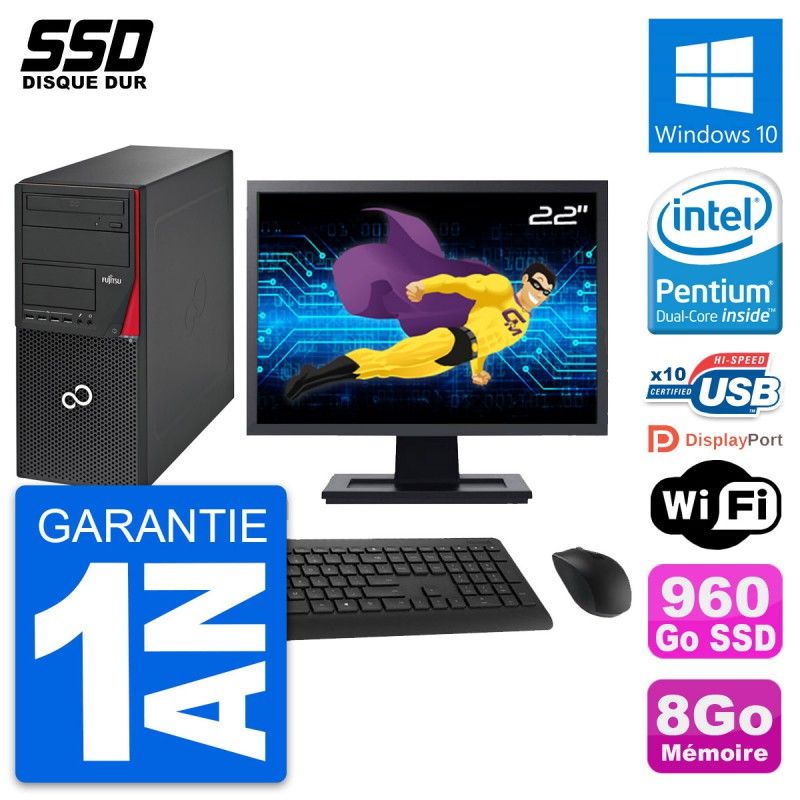 Fujitsu P720 22-inch All-in-One PC - Intel G3220, 8GB RAM, 960GB SSD, Windows 10
