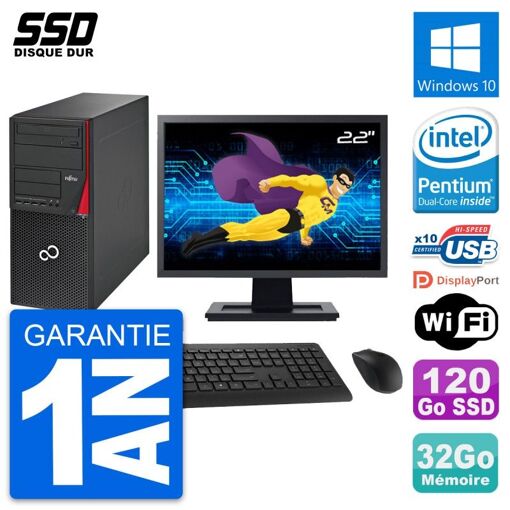PC de escritorio Fujitsu P720 de 22 pulgadas - Procesador Intel G3220, 32 GB de RAM, 120 GB SSD, Windows 10