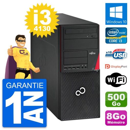 Torre Fujitsu Esprimo P720 - Procesador Intel Core i3-4130, 8GB de RAM, 500GB HDD, Windows 10, WiFi