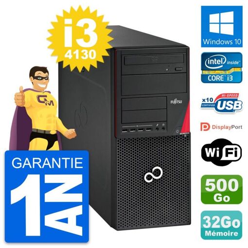 PC de escritorio Fujitsu Esprimo P720 - Intel i3-4130, 32 GB de RAM, 500 GB HDD, Windows 10, WiFi