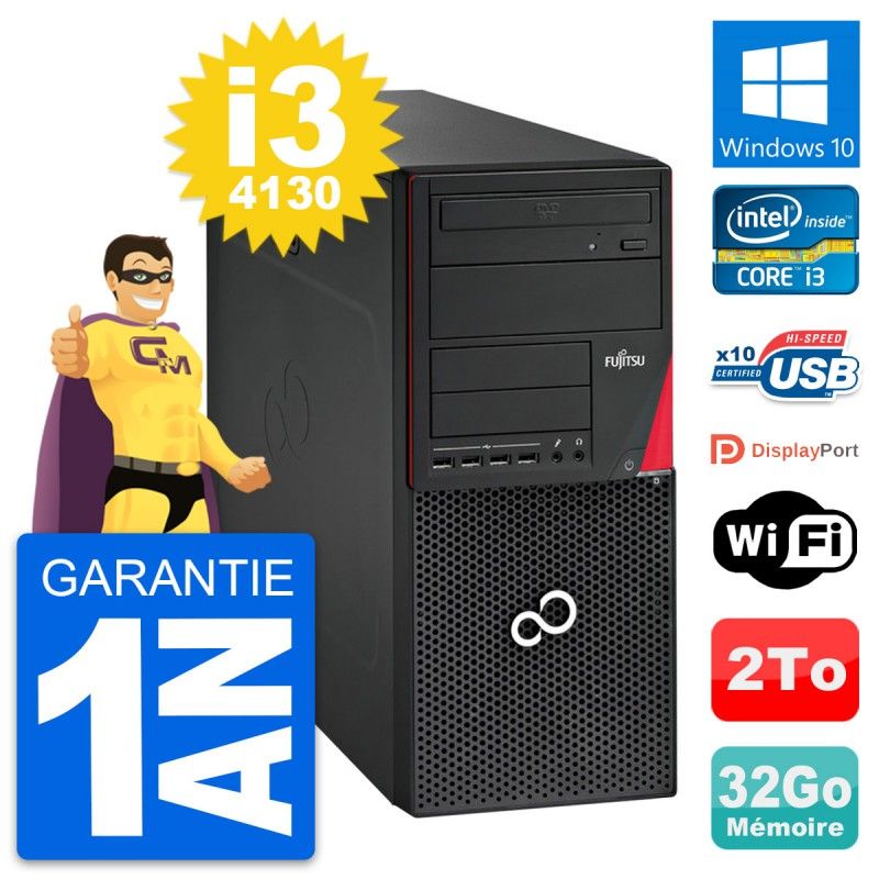 Fujitsu Esprimo P720 PC Tower - Intel i3-4130, 32GB RAM, 2TB HDD, Windows 10, WiFi
