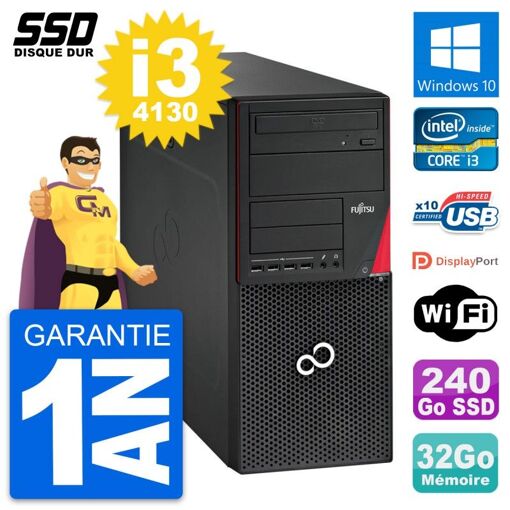 PC de escritorio Fujitsu Esprimo P720 - Intel i3-4130, 32GB de RAM, 240GB SSD, Windows 10, Wifi
