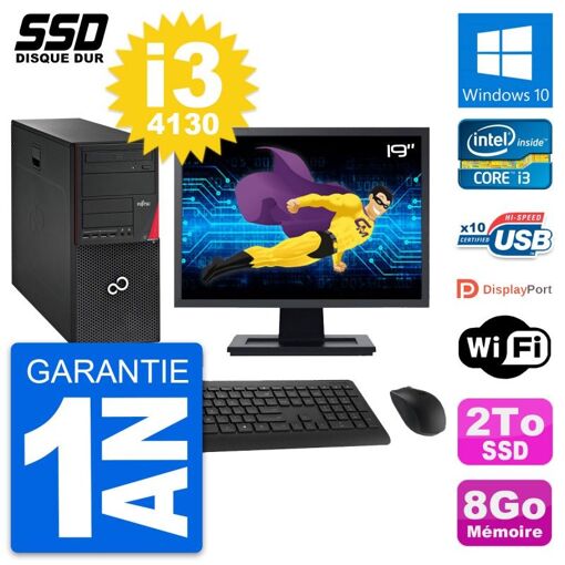 Torre de PC Fujitsu P720 - Procesador Intel i3-4130, 8 GB de RAM, 2 TB SSD, Windows 10, WiFi